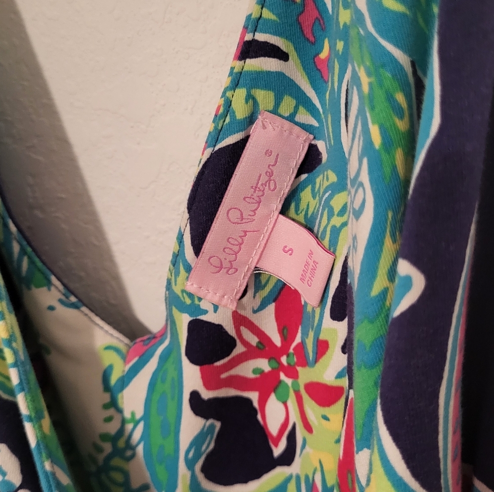 Lilly Pulitzer Vibrant Sloane Sleeveless Maxi Dress Navy Blue Green Size Small - Picture 3 of 4